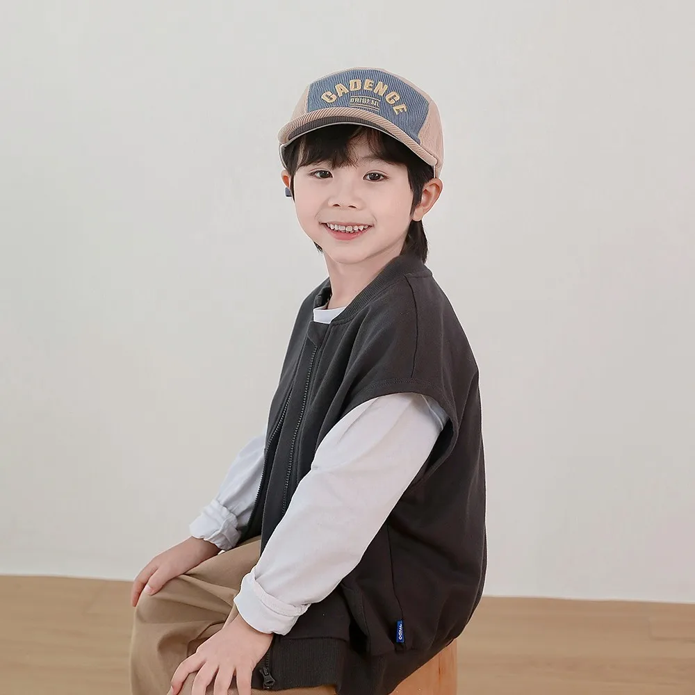 Toddler Embroidery Letter Baseball Hats Sunscreen Kids Patchwork Peaked Hat Cotton Boy Girl Ribbed Casual Cap Children Clothes