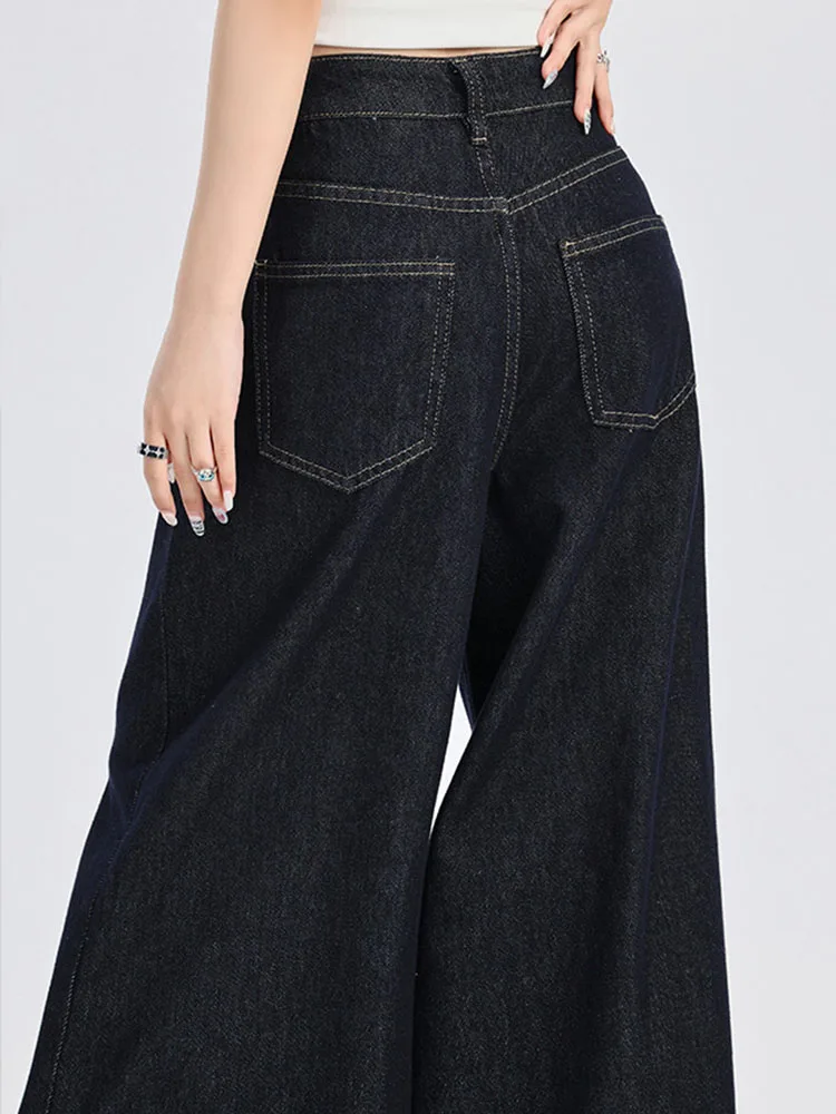Lente Herfst Baggy Rechte Jeans Koreaanse Mode Hoge Taille Wijde Pijpen Denim Broek Vrouwen Casual Streetwear Gewassen Losse Vaqueros