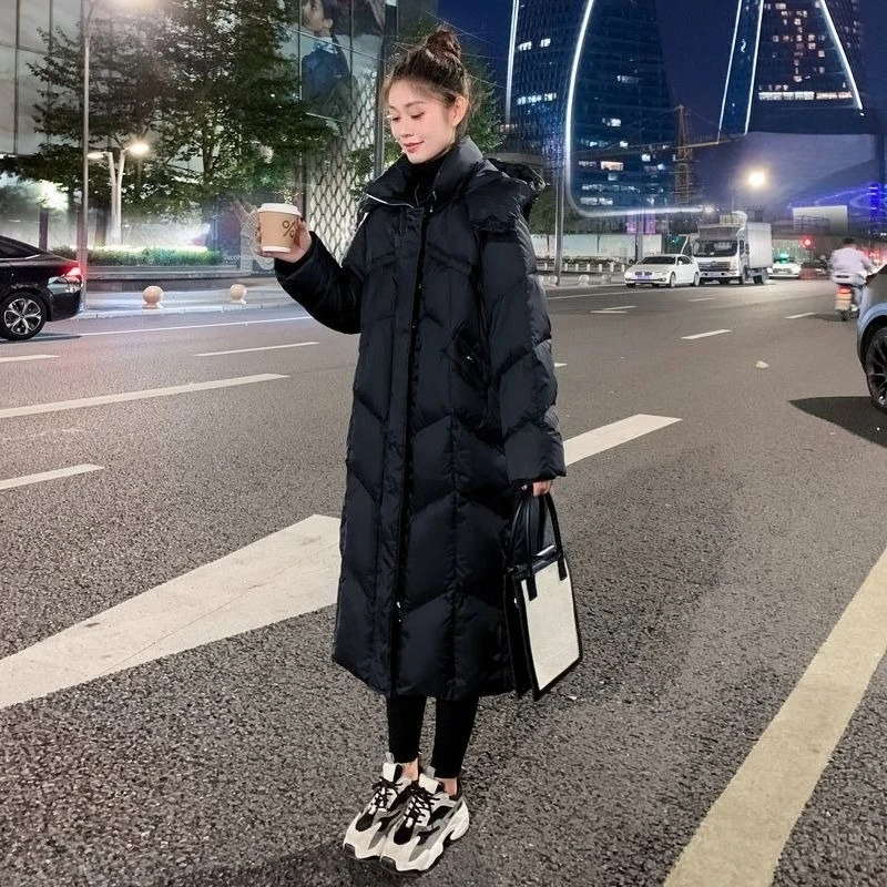 

2025 Winter Season Women's Mid Length Warmth Thickened Cotton Coat Korean Loose Fitting Stylish Jacket