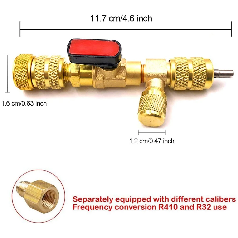 HVAC AC Valve Core Remover Dual Size 5/16 Inch 1/4 Inch Port Installer Tool for Car Automobile