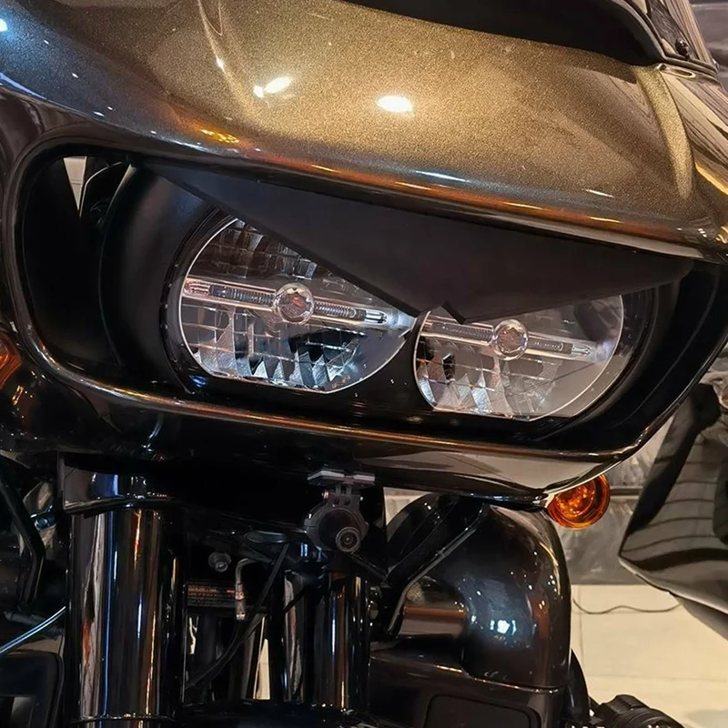 Head Light Lamp Eyebrows Eyelids Stickers Decoration Headlight Upper Tip Trim Cover Visor Accent For Road Glide