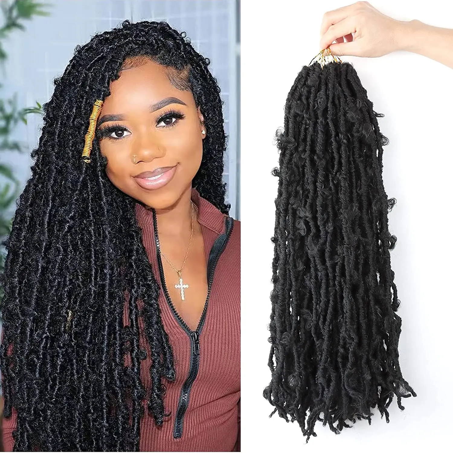 

5 Packs 18 Inch Butterfly Crochet Hair for Black Women Faux Locs Pre looped Pre-twisted Braids