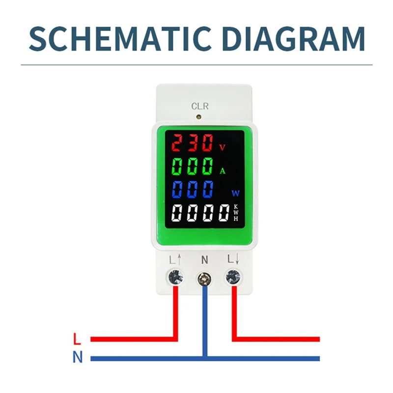 Power Energy Meter AC80-270V, 110V 220V 100A VOLT AMP Voltmeter Ammeter Wattmeter rel Din