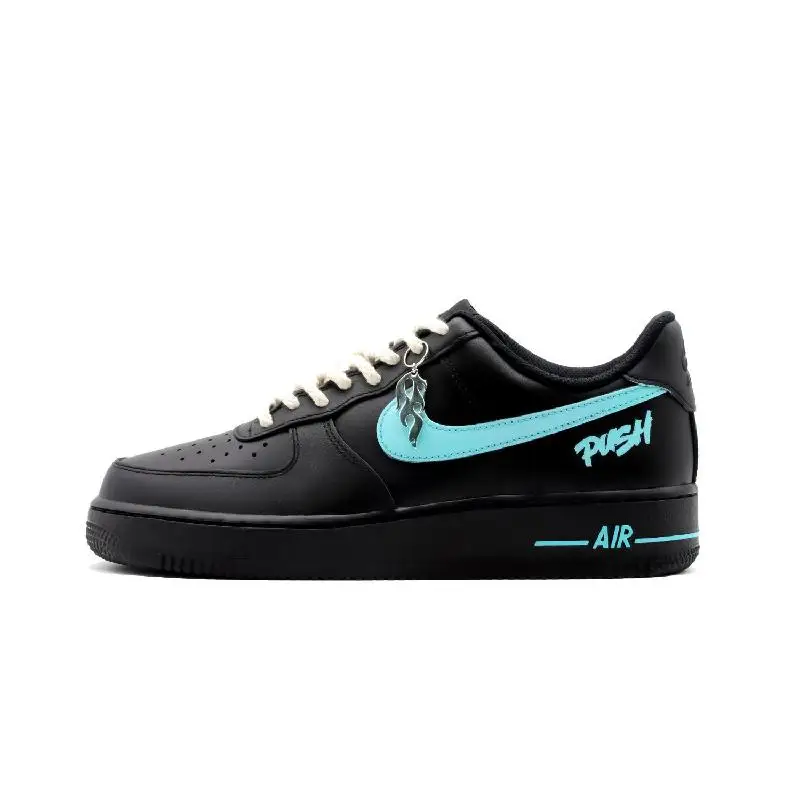 【Customize】Nike Air Force 1 Skateboarding Shoes Women's Low-top Black/Blue Sneakers shoes DD8959-001