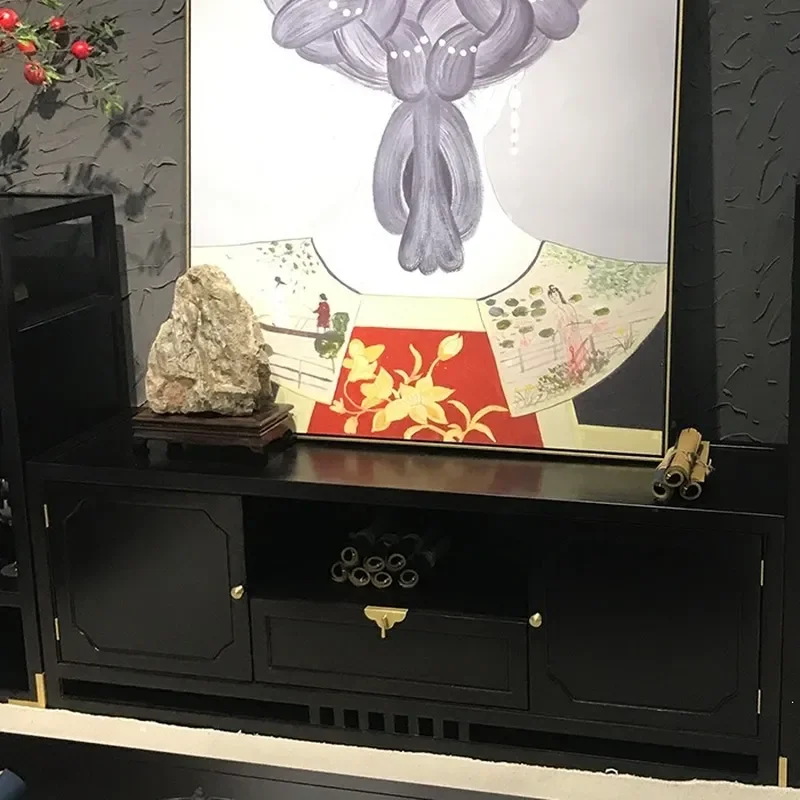 New Solid Wood TV Cabinet for Living Room Low Floor Storage Cabinet Decorative Media Console Furniture for Home Club Model
