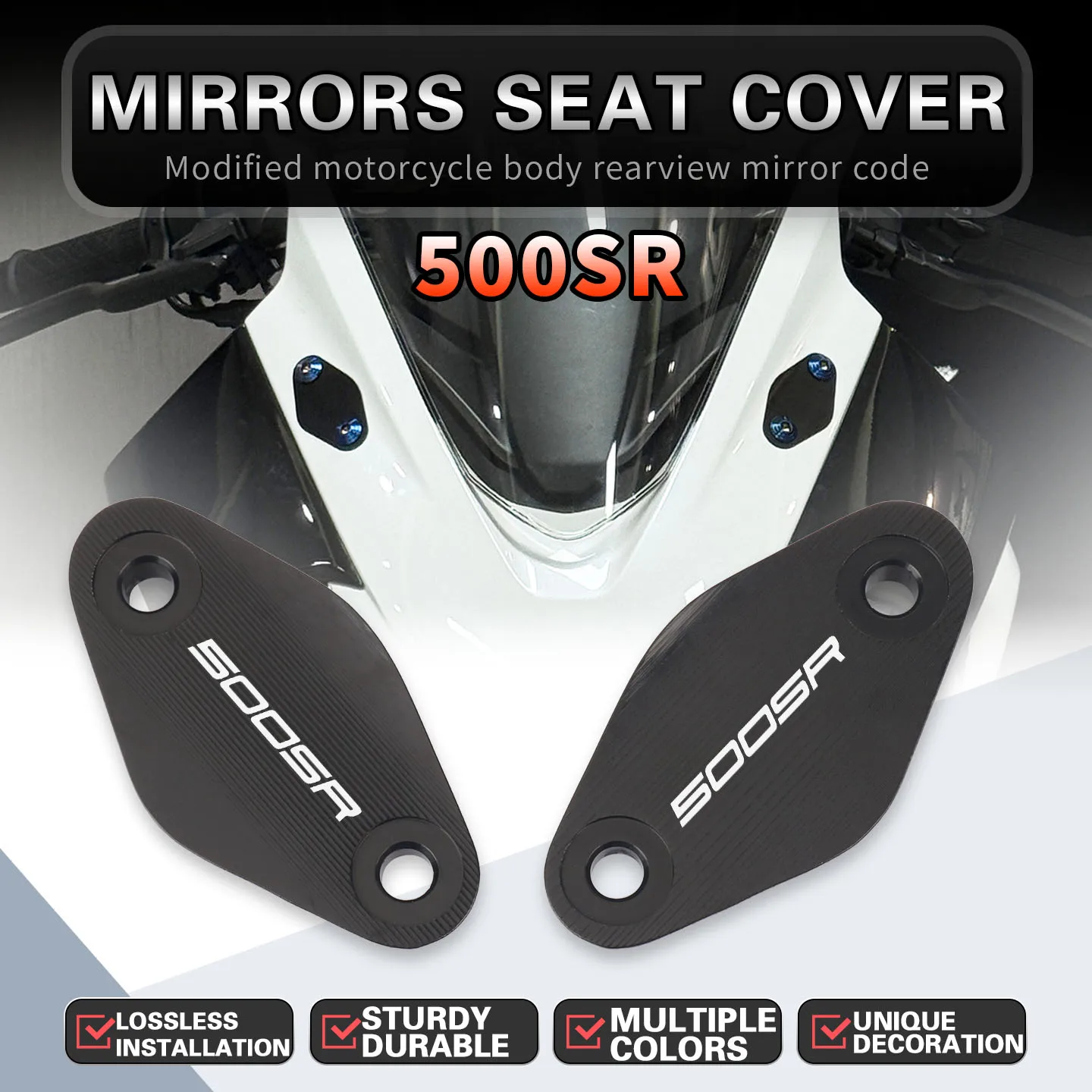 

Motorcycle Accessories Rearview Mirrors Seat Decorative Cover Mirror Base Brackets Decration Shell For 500SR 500 SR