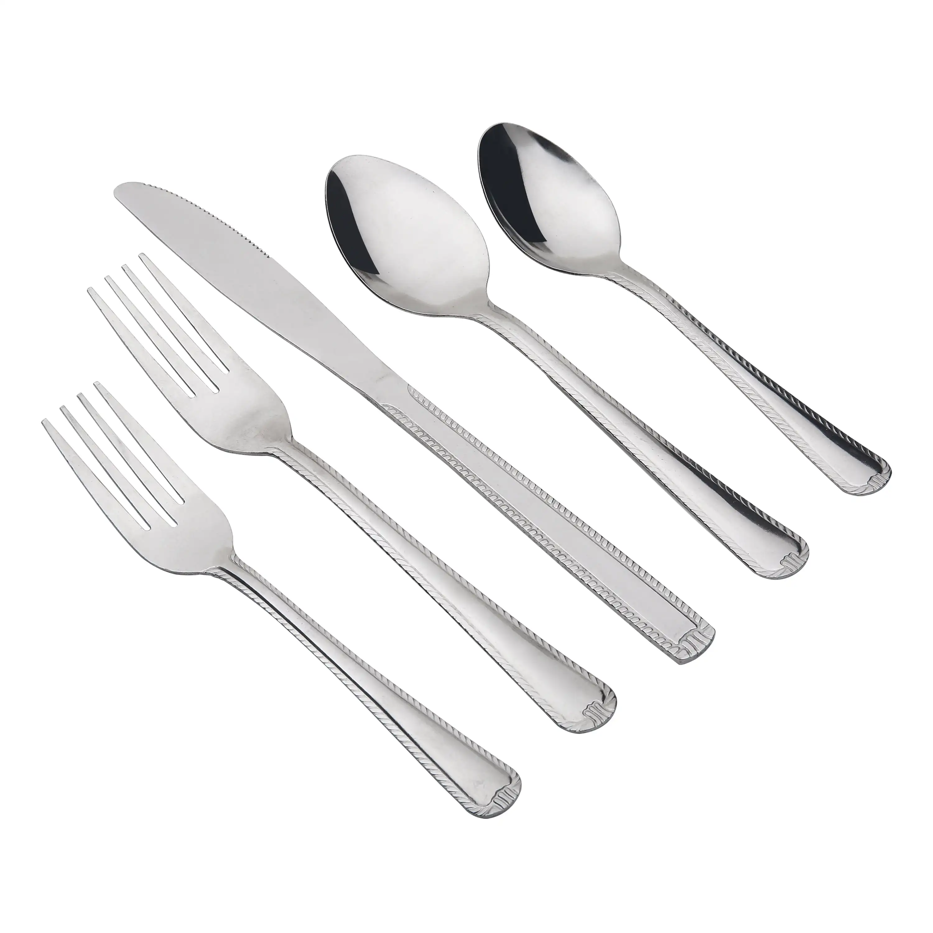 

49 Piece Lace Stainless Steel Silver Flatware Value Set with Tray Organizer, Service for 8 3.11 lb