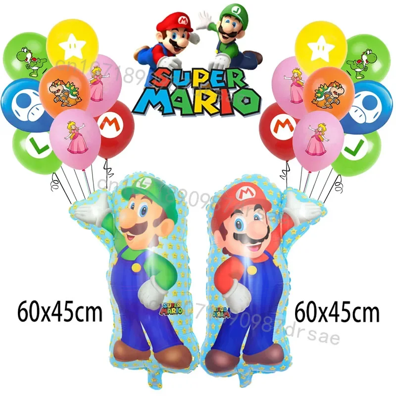 

Super Mario Bros Foil Balloons Anime Figure Mario Luigi Cartoon Kids Boys Birthday Party Halloween Decoration Supplies Toys Gift