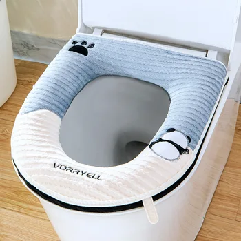 1pc Universal Toilet Seat Cover for Autumn Winter Home WC Cushion Thickened pad Warm soft Potty Mat cape case toilet accessories