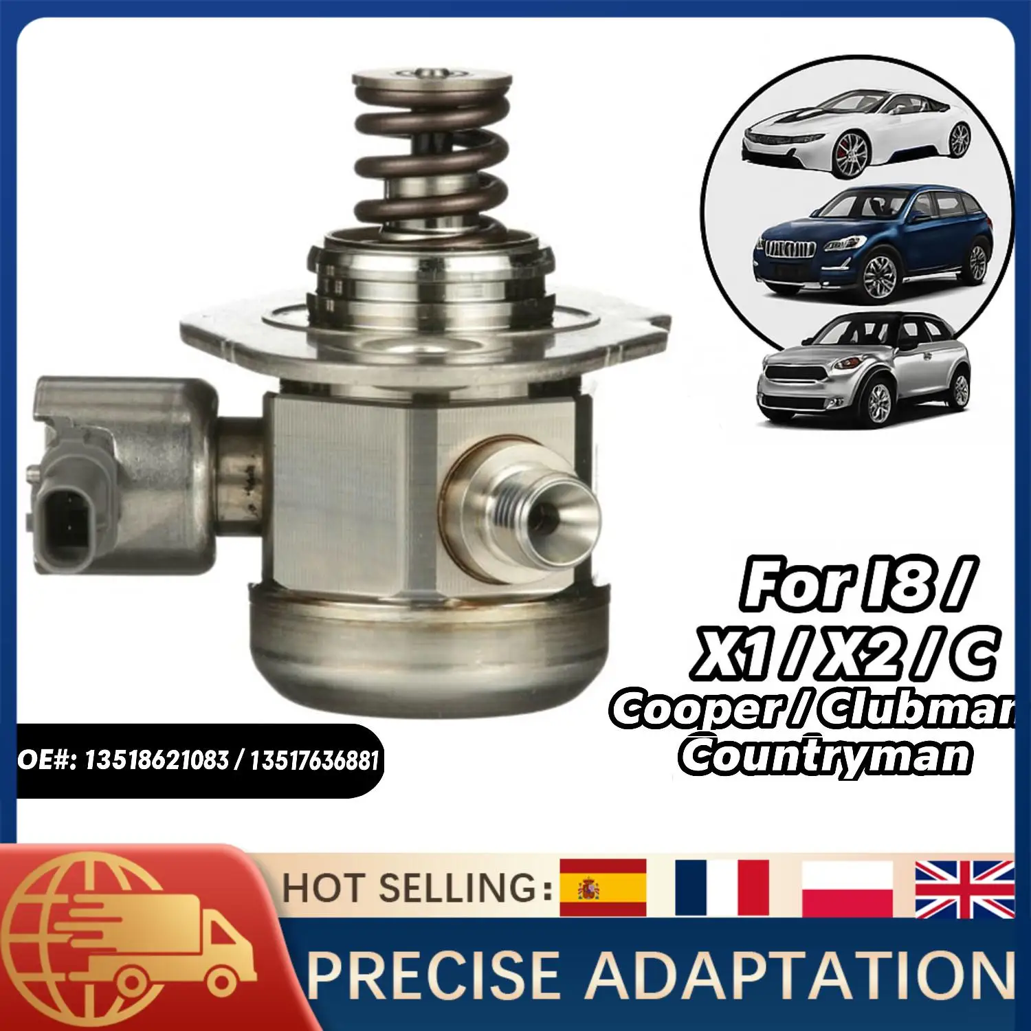

1PC High Pressure Fuel Pump For Mini Cooper 2.0L 2014-2020 Clubman/Countryman BMW X1 X2 i8 Turbo Replace 13518621083 13517636881