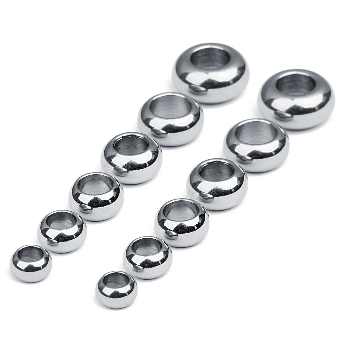 20Pcs Stainless Steel Large Hole Beads 6/7/8/9/10/12mm Round Charm Loose Spacer Bead Diy Jewelry Bracelets Supplies Wholesale