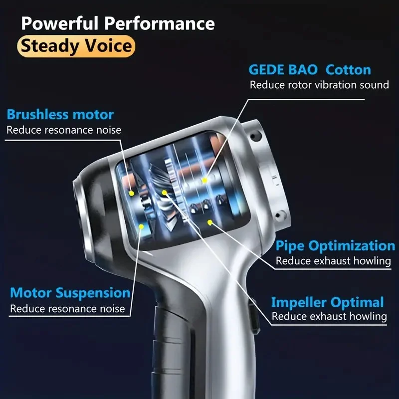 مكنسة كهربائية لاسلكية 3 في 1: شفط 9000 باسكال، تنظيف رطب/جاف، منفاخ، وقت تشغيل 40 دقيقة، خفيفة الوزن للسيارة // شعر الحيوانات الأليفة، أسود