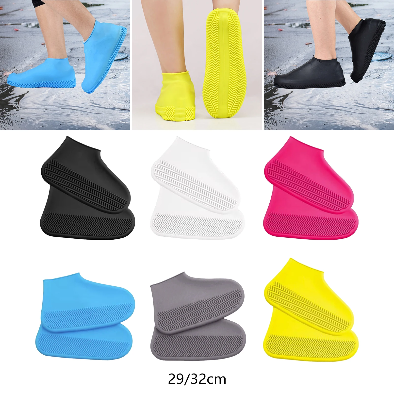 1Pair Silicone WaterProof Shoe Covers Unisex Rain Shoe Covers Rain Boots Non Slip Shoe Protector for Cycling Camping Travel