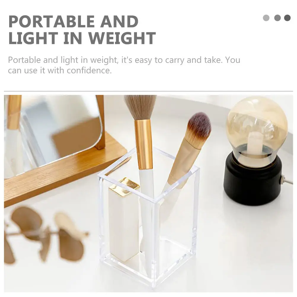 2Pcs Transparent Acrylic Pen Holders Desktop Pencil Makeup Brush Organizers Sundries Buckets Stationery Storage Holders