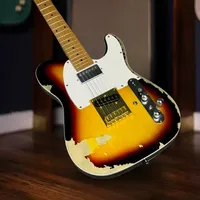 Free Shiping Andy-tele Electric Guitar 6-string SH Pickup Upgrade Masterbuilt Andy Summers Tribute Heavy Relic Vintage Sunburst