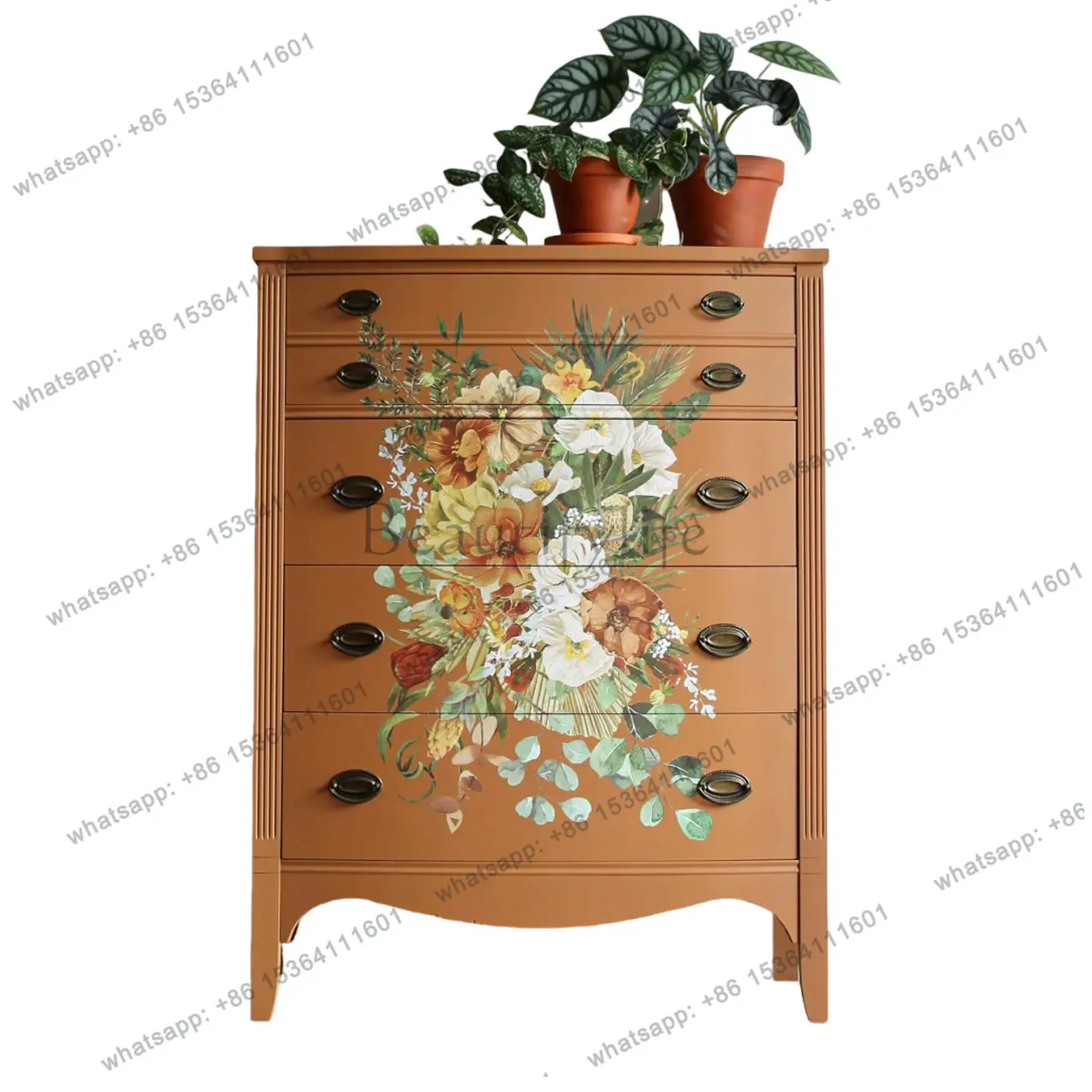 

American retro solid wood painted chest cabinet household entrance cabinet