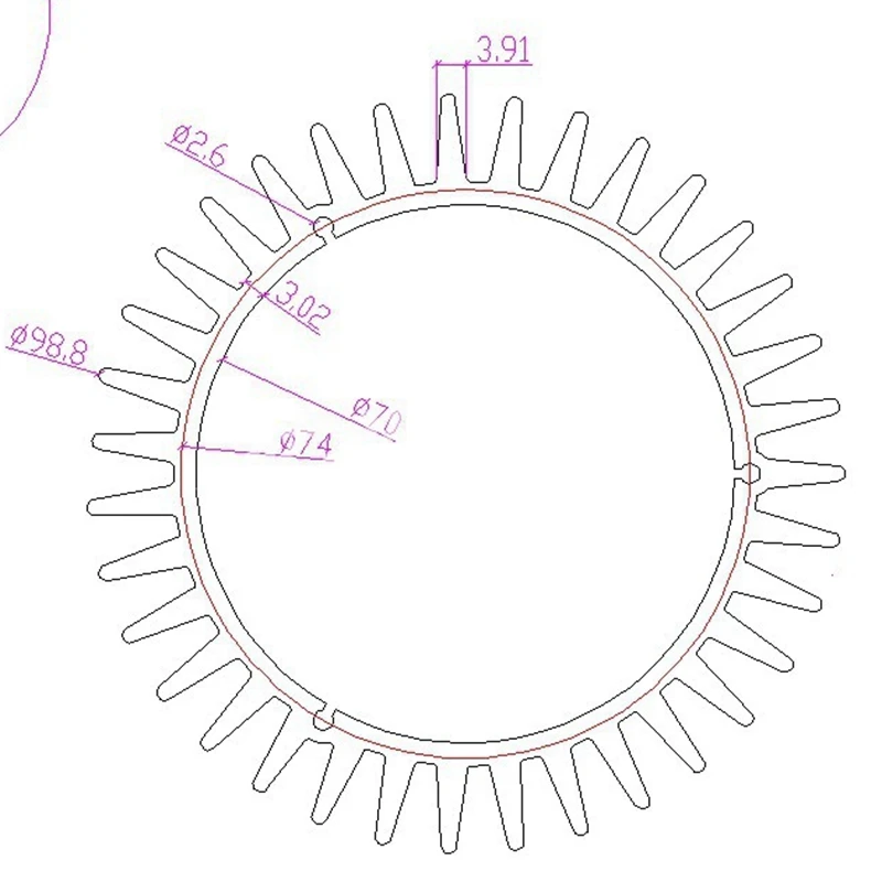 99x70mm 10 to 100mm long customized Aluminium Heatsink Round for 20W 30W 50W 100W High Power led For DIY