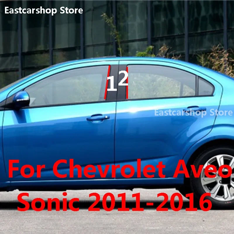 Per Chevrolet Aveo MK2 T300 Sonic Car Door Window colonna centrale Trim B C adesivi striscia pilastro 2016 2015 2014 2013 2012 2011