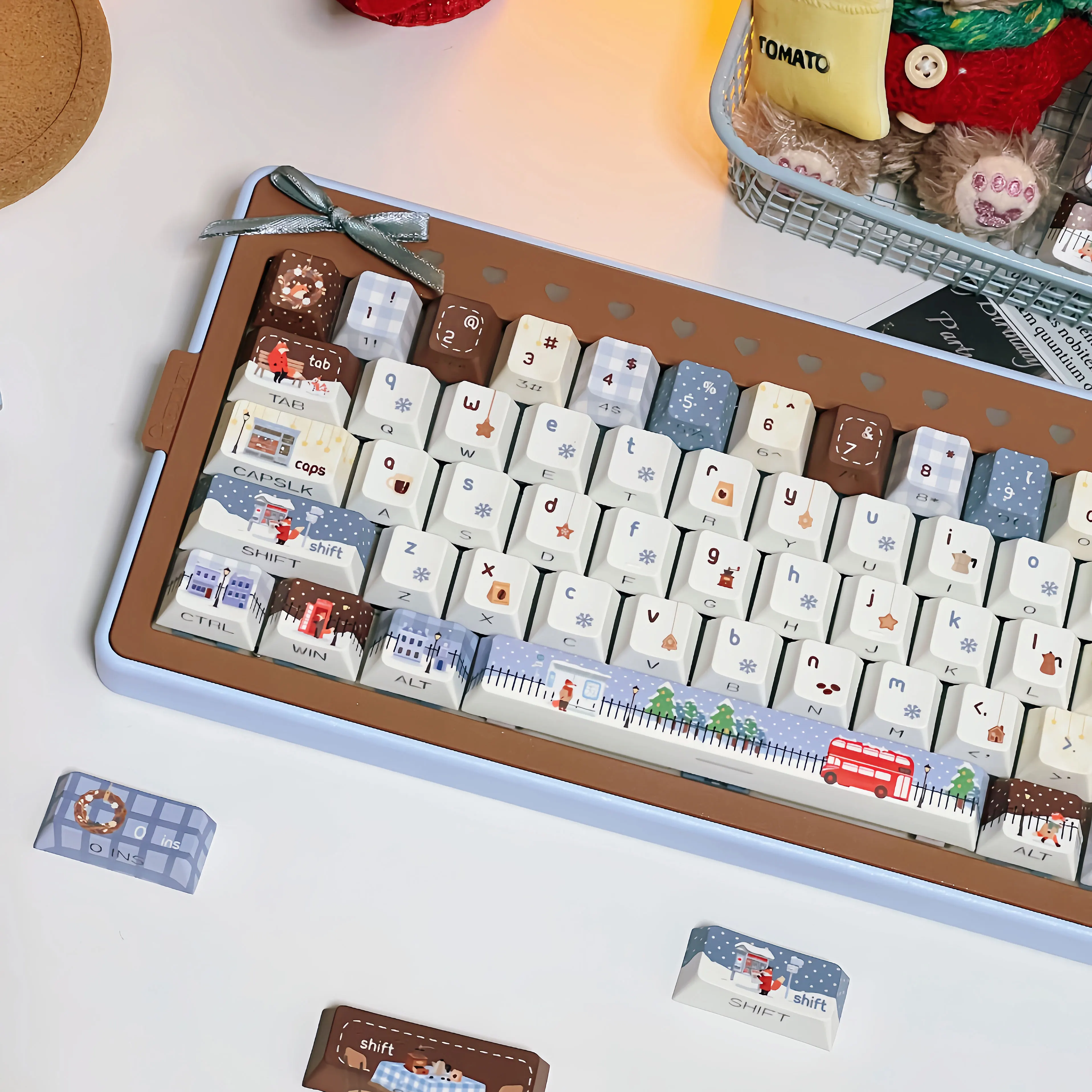 120 Keys  Christmas Translucent Keycaps Key Cap PBT Keycaps Dye-Sublimation CHERRY Personalized Cap DIY Made68 Mad68 Wooting 60