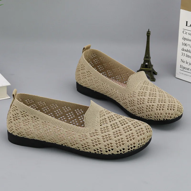 

Весенне-осенние новые туфли на плоской подошве с круглой головкой, дышащей сеткой и мягкой подошвой, повседневная обувь для удобной работы, женская обувь