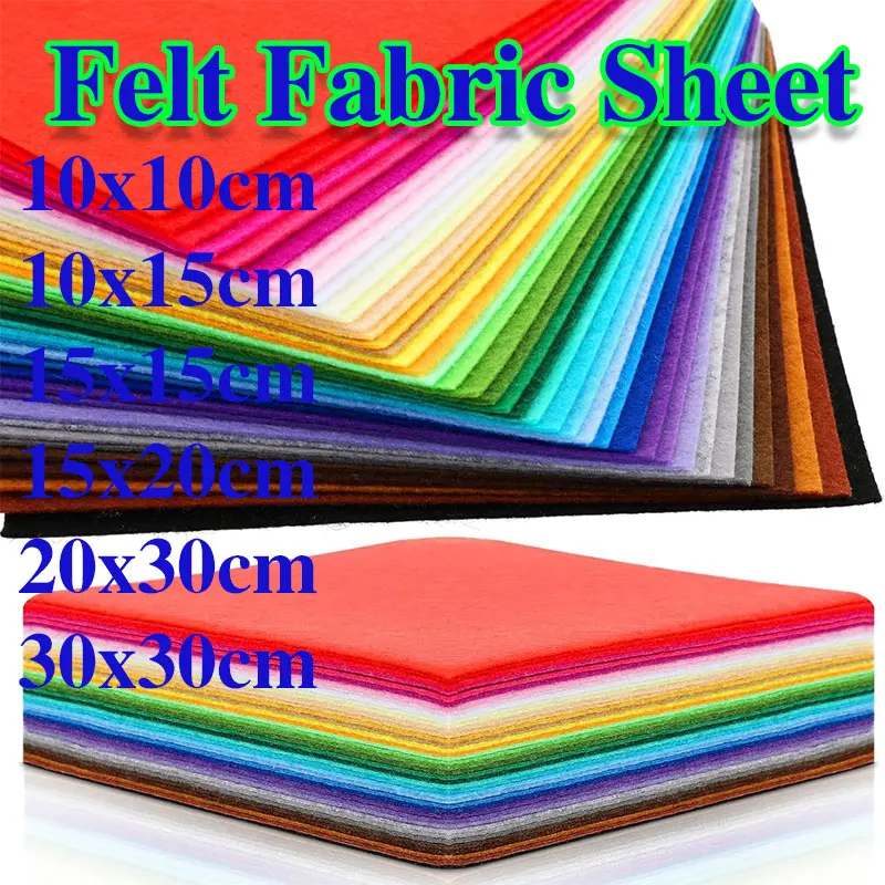 

10/20 Pieces Soft Felt Fabric Squares Assorted Colors Nonwoven 1mm for DIY Sewing Crafts, Doll Accessories Material Patchwork