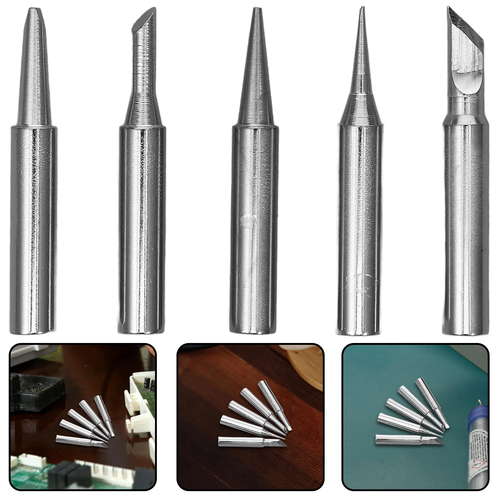 

5Pcs Soldering Tips Kit Replacement Tips for Soldering Iron Multi Functional Shapes Precision Control Simple Design Easy
