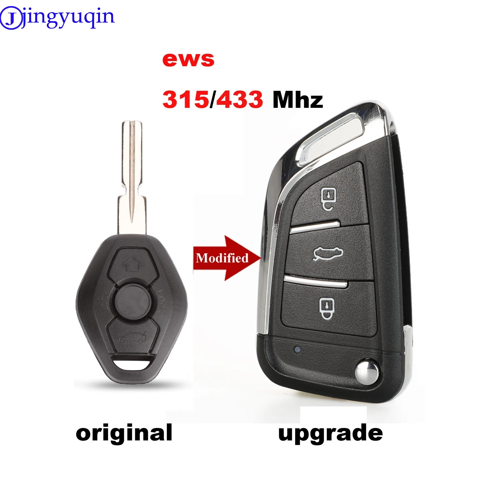 jingyuqin Upgrade EWS ASK 315/433Mhz 7935 ID44 Remote Key For BMW EWS X3 X5 Z3 Z4 1/3/5/7 Series Keyless Entry Transmitter HU58