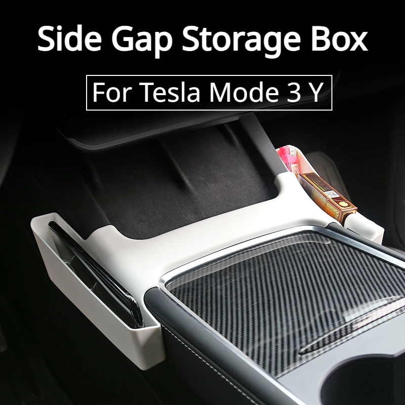 Side Gap Storage Box for Tesla Model 3 Y Center Console Armrest Both Side Telephone Organizer Storage Box Modely Car Accessories