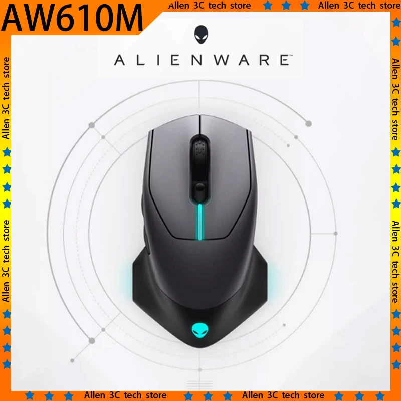 Original Alienware AW610M Wireless Mouse 2Mode 2.4G RGB 16000DPI Ergonomics Long Endurance Office Laptop Gamer PC Gaming Mouse