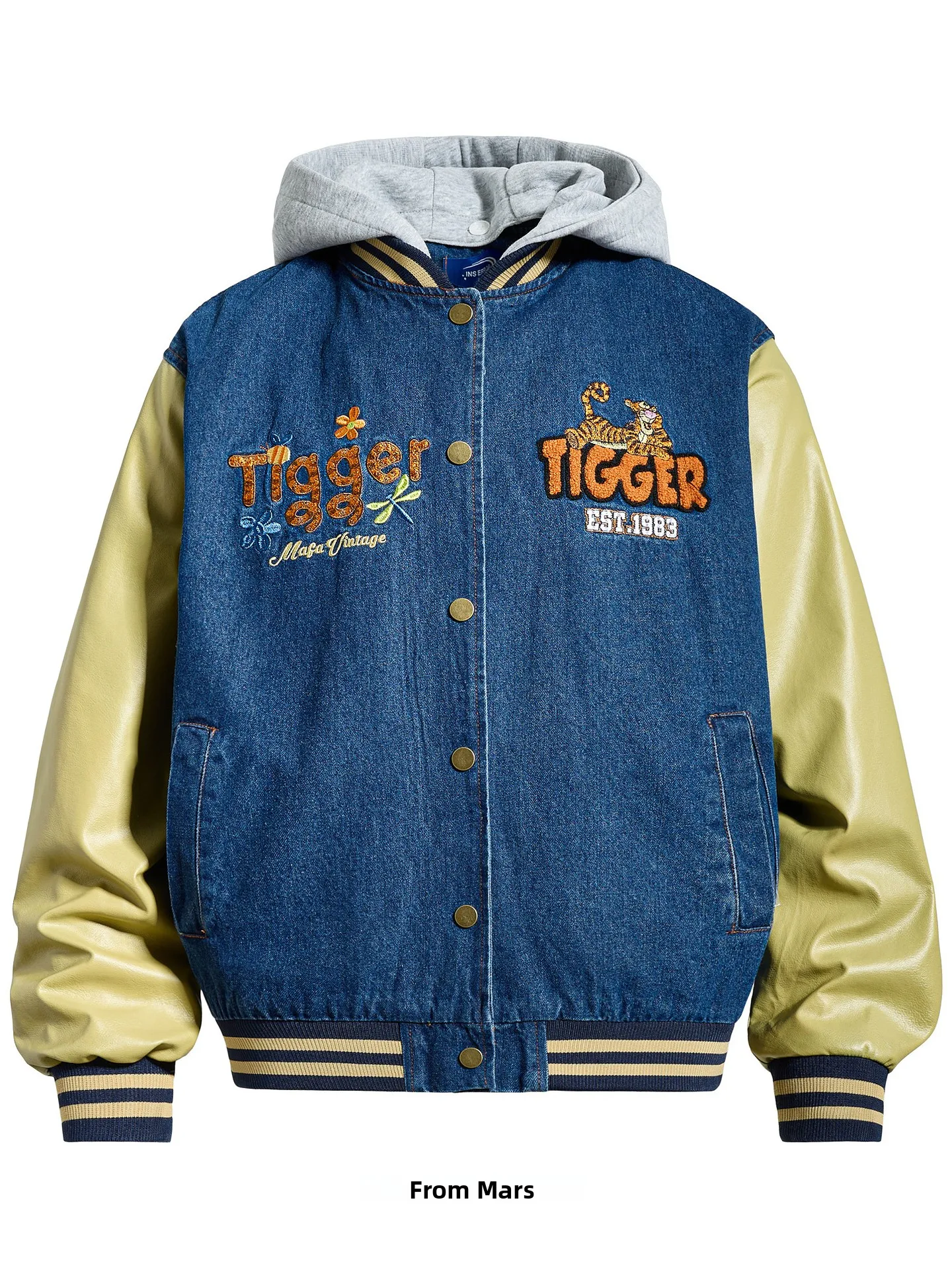 

Съемная куртка с капюшоном и мультяшными буквами в американском стиле, свободная повседневная хлопковая куртка-оверсайз в стиле BF для подростков