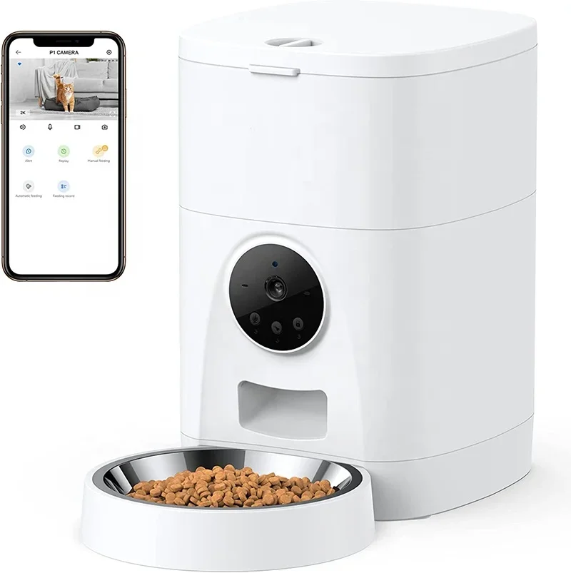 Amaz on Hot Sales 4L APP Remote Control Smart Video Food Dispenser WiFi Automatic Feeder with 2K HD  For Pets Dogs Cats