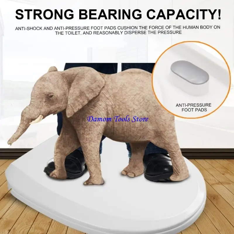 57BE Toilet Cover Quiet-Close Lid and Seats Toilet Lid Countoured Seats Bathroom Accessory ABS Texture Suitable for Restroom