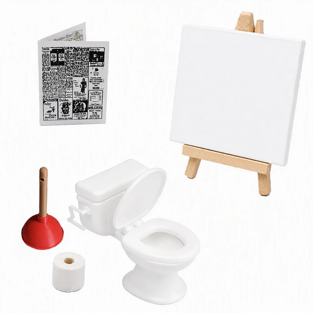 Christmas Pajamas Outfit Set for 30cm Dolls with Mini Toilet Painting Easel Glasses And Newspaper Scene Accessories