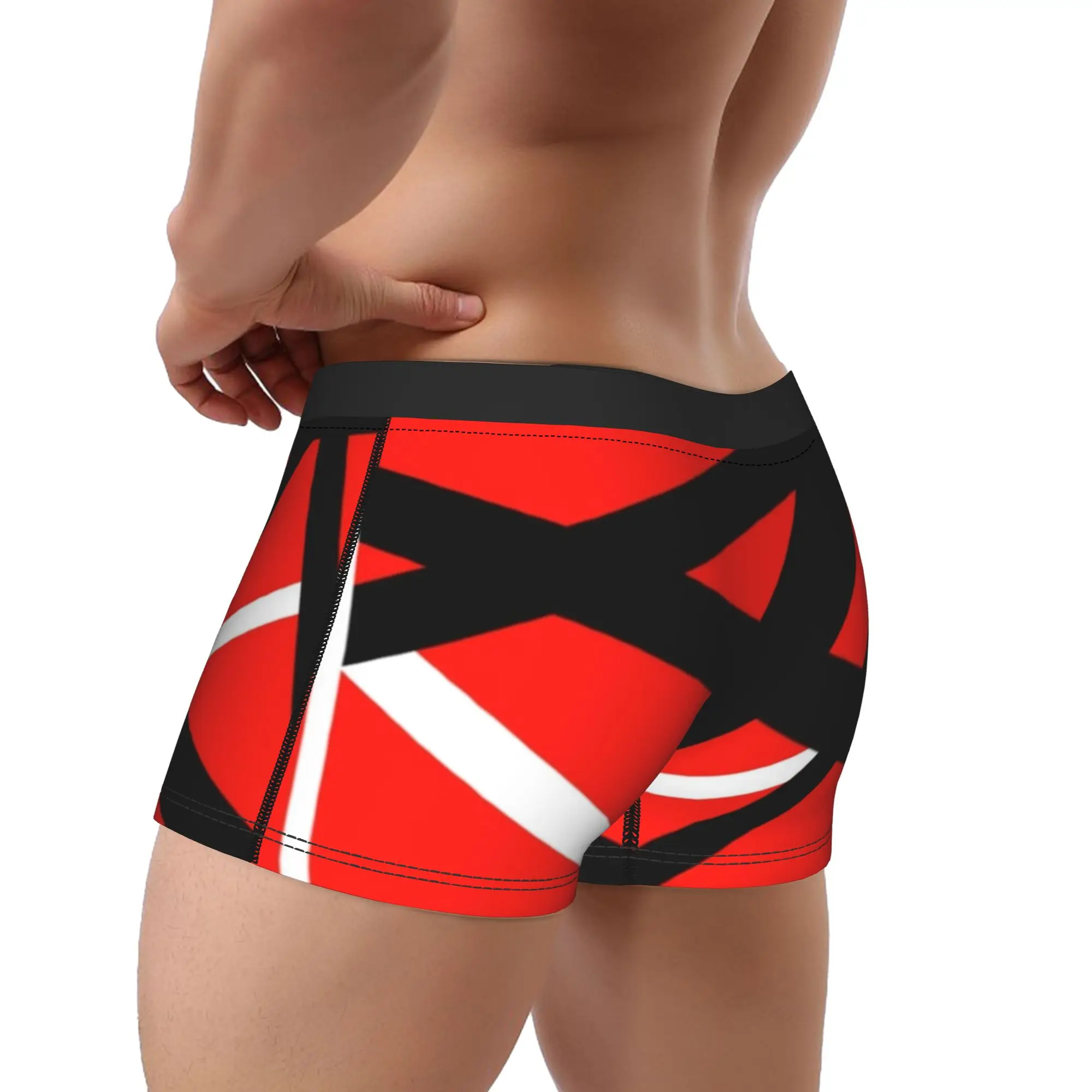 Red Strip Van Halen Underwear  Males Panties Pattern Comfortable Boxershorts Trenky Shorts Briefs Plus Size 2XL