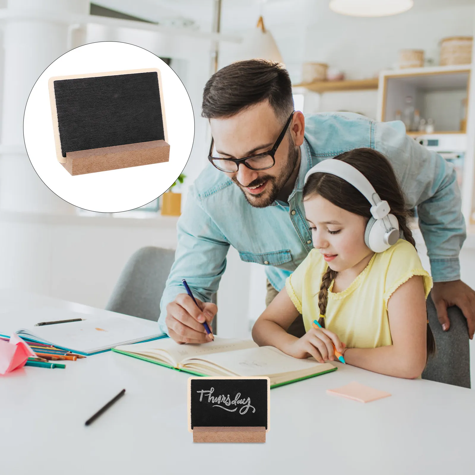 

10Sets Mini Wood Blackboard Tabletop Message Board for Home Coffee Shop Small Chalkboard Display Sign Creative Decoration