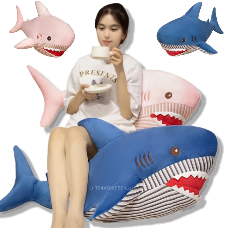 

40-100cm Cartoon Fat Giant Shark Plush Doll Pillow Hot Sell Blue Pink Marine Life Shark Plush Toy Home Decoration Gift For Kids