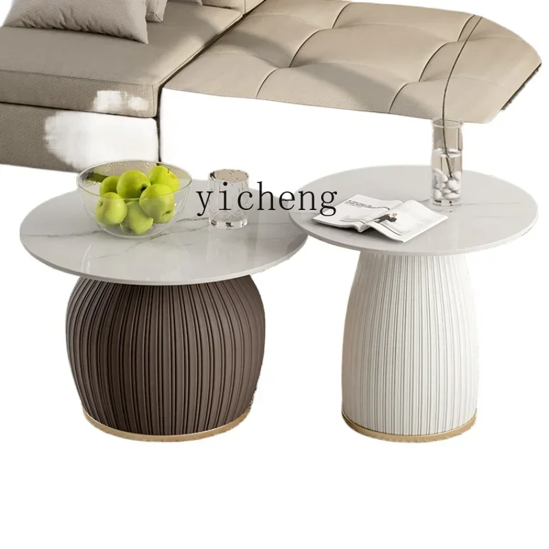 Stone Plate Coffee Table Living Room Home Light Luxury Modern Creative Trending Side Table round Small Table