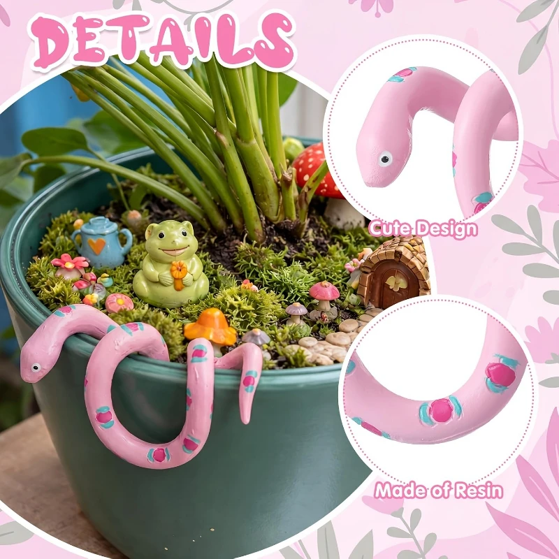 Cute candy snake figurine for flower pot decoration, garden accessory, household table decoration.