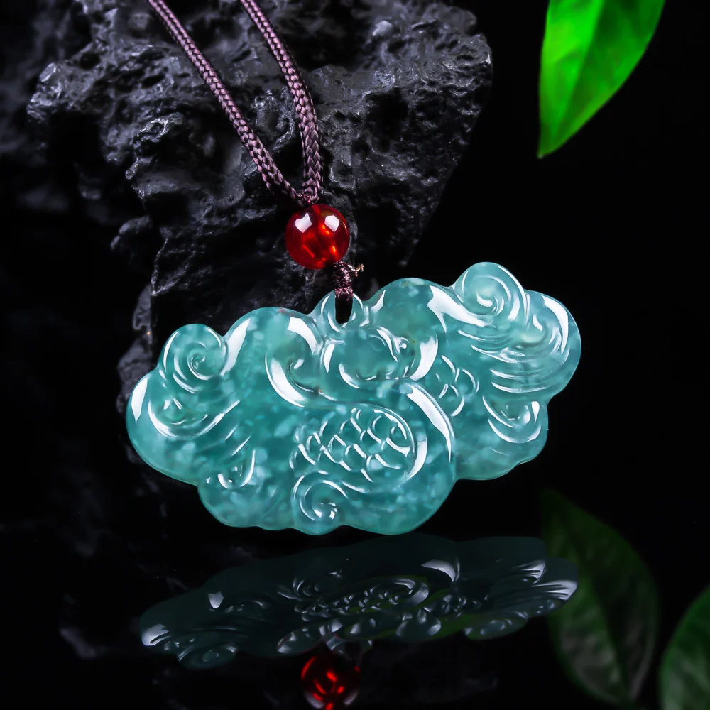 Myanmar Jadeite Phoenix Pendant Necklace Luxury Carved Amulet Charm Talismans Burmese Jade Natural Gemstone Gifts for Women
