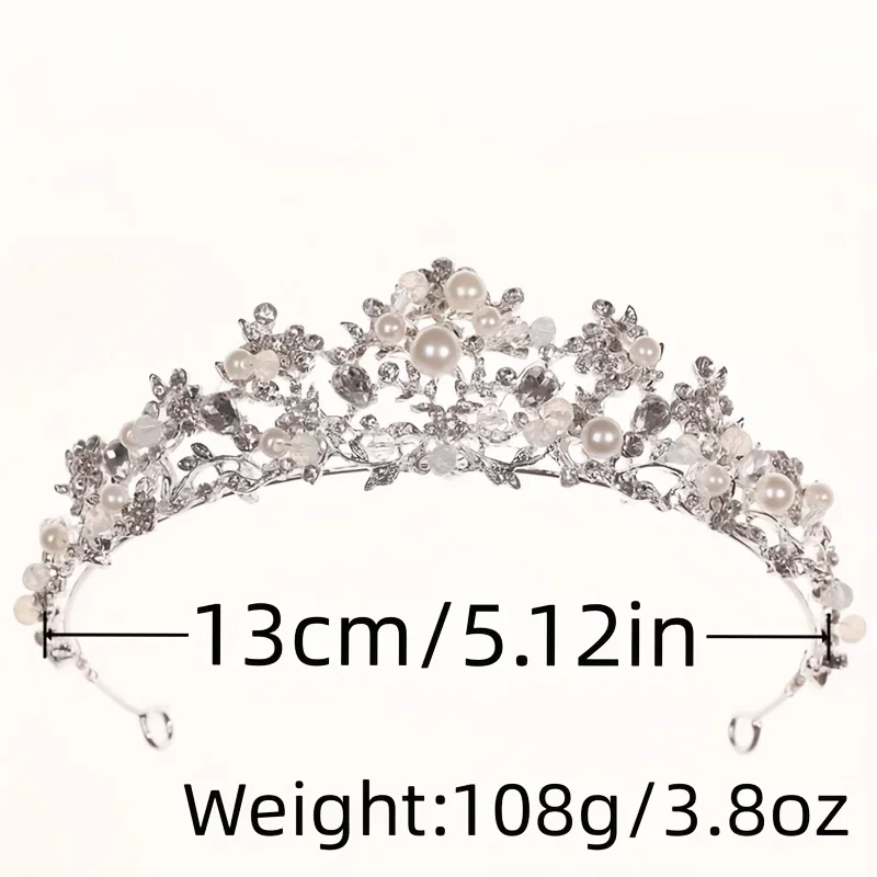 Silver Color Crystal Pearl Tiaras And Crowns Headband Rhinestone Hairband Bride Hair Accessories Women Wedding Hair Jewelry image 5