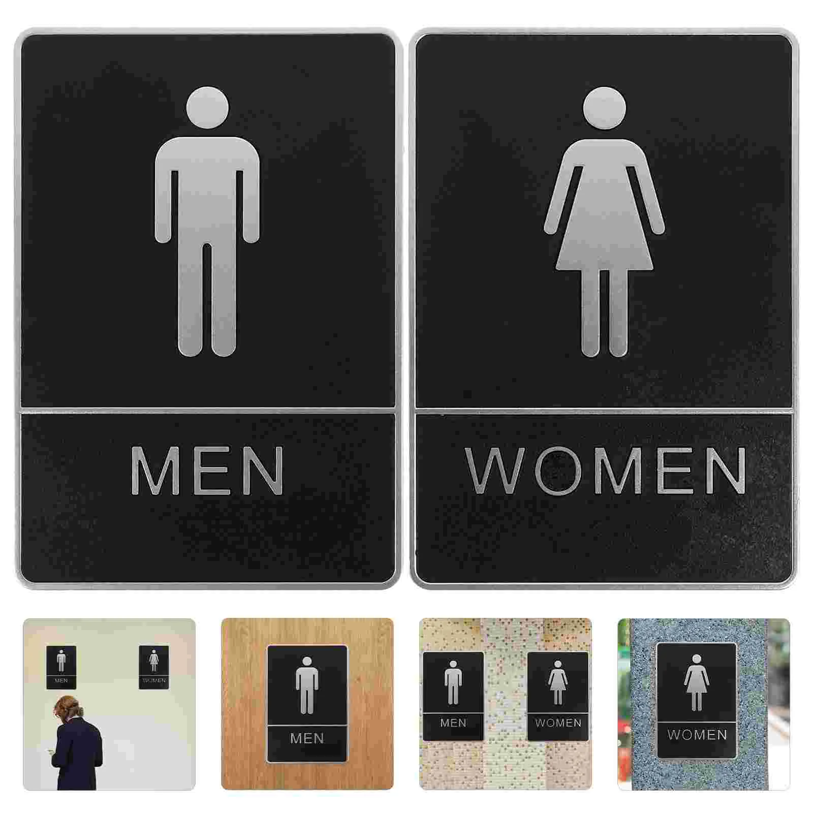 

2 Pcs Decorate Toilet Sign Men and Women Abs Bathroom Signs for Door Restroom Business