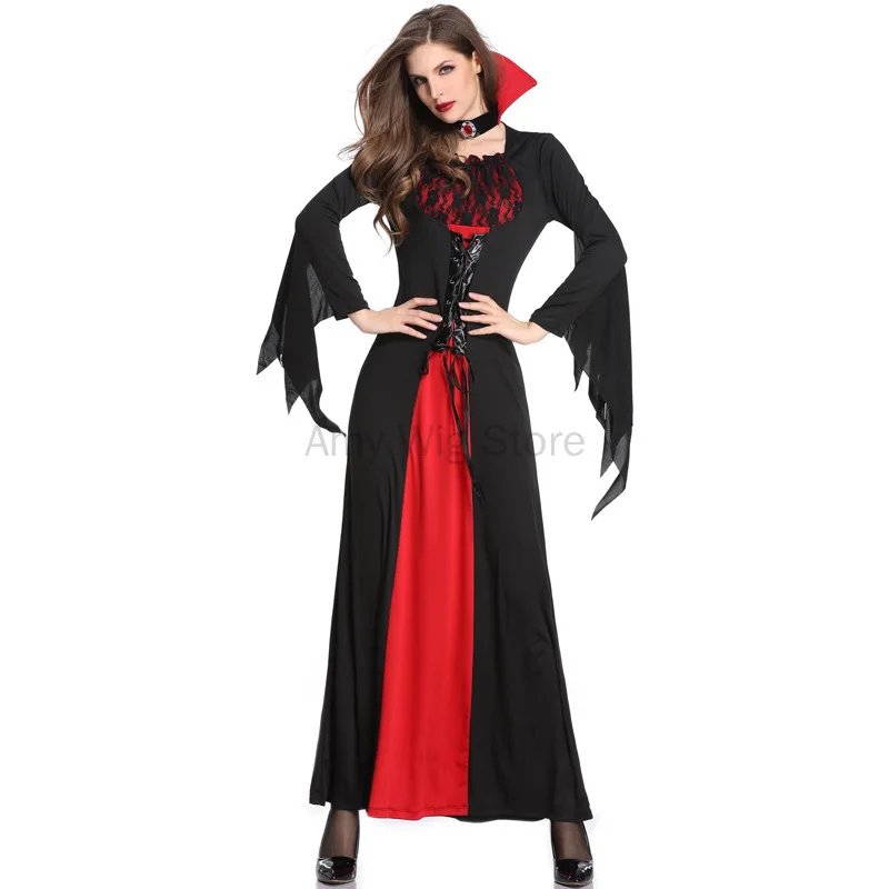 Royal Vampire Halloween Costume Adult Woman Gothic Victorian Vampiress Queen Dress Up Party Bride Witch Cosplay Costumes