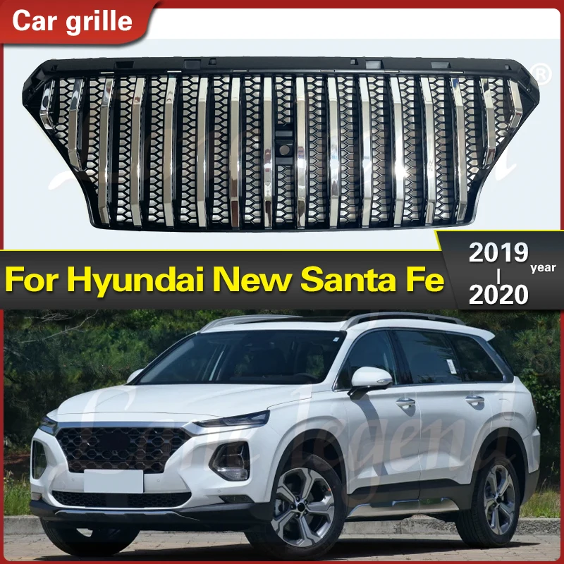

Автомобильная решетка для Hyundai New Santa Fe 2019 2020, решетка для передних гонок автомобиля Santafe, черный, серебристый радиатор из АБС, гоночные решетк...
