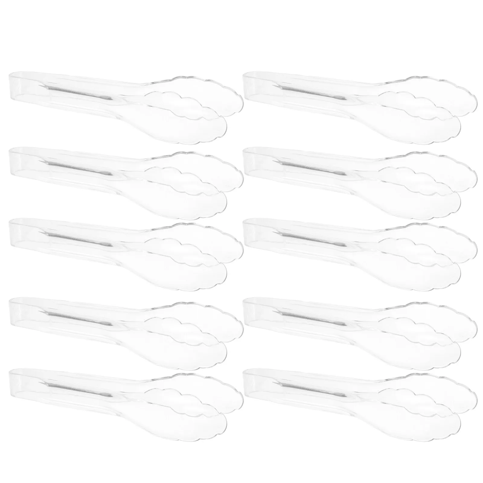 

10Pcs Transparent Food Tongs Thickened Plastic Salad Buffet Serving Tongs 9 Inch Small Reusable Kitchen Party Appetizer Dessert