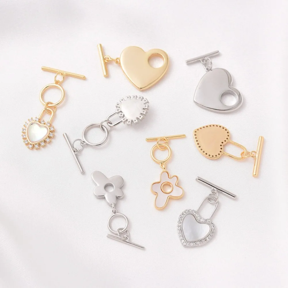 

18-каратное золото, инкрустированное цирконом, застежка в форме сердца из натуральной белой ракушки OT, жемчужное ожерелье своими руками, застежка из белого золота