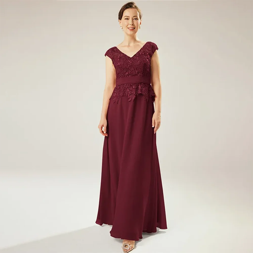 Mother Dress Mother Of Bride Dresses Wedding Elegant Sleeveless V-Neck Applique Belted Straight Mother Of The Bride Dress Formal