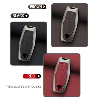 適用於三菱歐藍德 2022-2025 的鋅合金+皮革汽車鑰匙殼,控制汽車內裝配件 10 最佳銷售 三菱鑰匙圈套 - №5