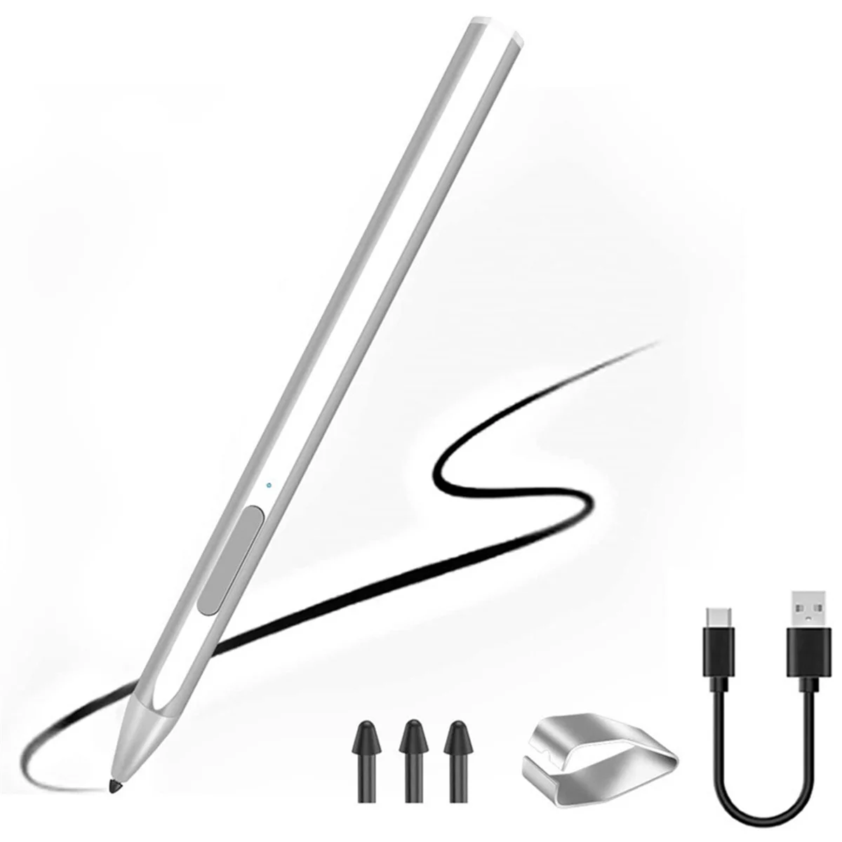 Newest! For Hp Envy Spectre Pavilion X360 Computer Multifunctional Convenient Portable Stylus Pen, Silver