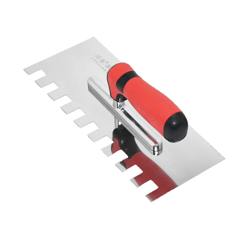 Tegel Troffel Pleisterwerk Troffel Plastic Handvat Cement Roestvrijstalen Mes Constructie Mes Inkeping 15X19Mm Gereedschap Voor Gipsplaat