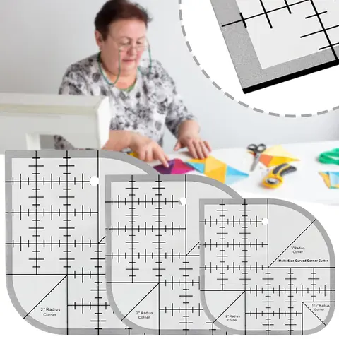 Non Slip Curved Corner Cutter Ruler Acrylic DIY Crafts Patchworks Sewing Template Household Patchworks Tool Sewing Supplies